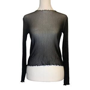 Brandy Melville black sheer sparkly long sleeve top